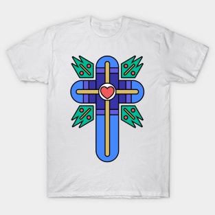 Christian cross and abstract design elements T-Shirt